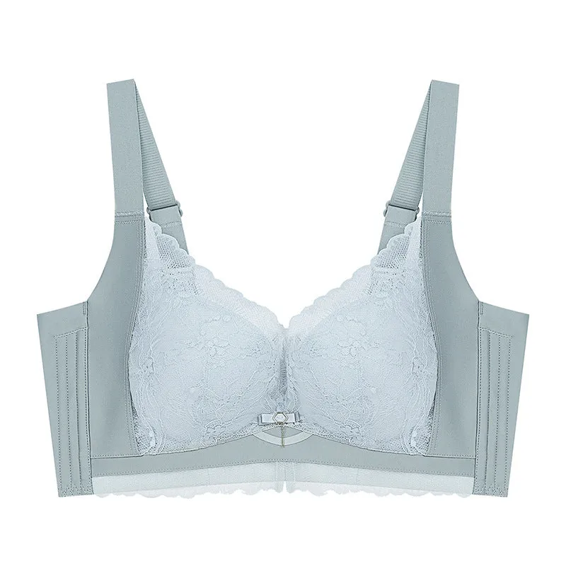 High-end sexy underwear for women, gathered breast lift, sexy milk cotton bra, upper support, side adjustment, side breast collection bra
