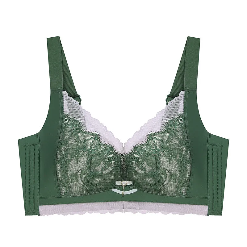 High-end sexy underwear for women, gathered breast lift, sexy milk cotton bra, upper support, side adjustment, side breast collection bra