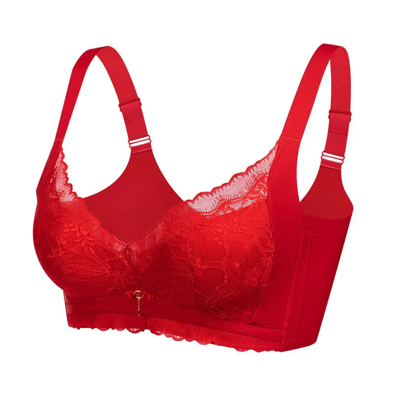 High-end sexy underwear for women, gathered breast lift, sexy milk cotton bra, upper support, side adjustment, side breast collection bra
