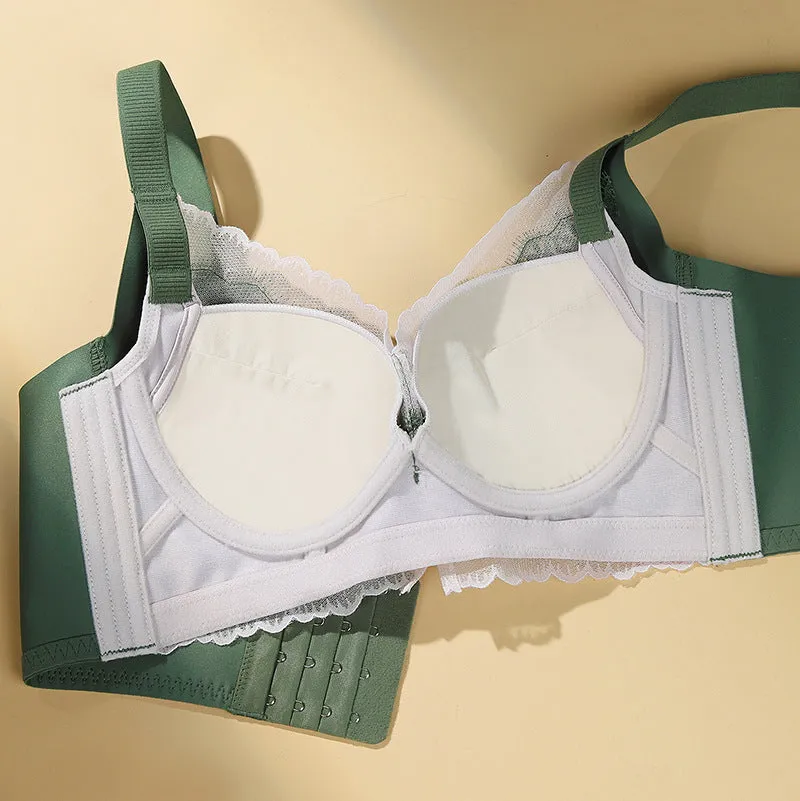 High-end sexy underwear for women, gathered breast lift, sexy milk cotton bra, upper support, side adjustment, side breast collection bra