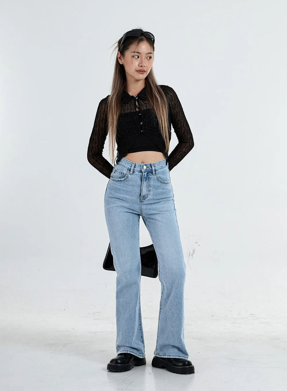 High Waist Flared Denim Pants CO04