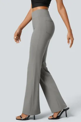 High-Waisted Lulu Flare Work Pants-Dove Grey
