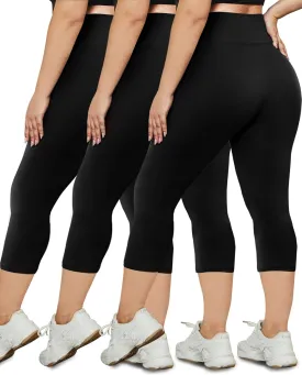 HLTPRO 3 Pack Plus Size Leggings for Women(X-Large - 4X)- High Waist Stretchy Soft Pants for Workout Running Yoga