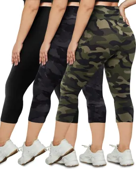 HLTPRO 3 Pack Plus Size Leggings for Women(X-Large - 4X)- High Waist Stretchy Soft Pants for Workout Running Yoga