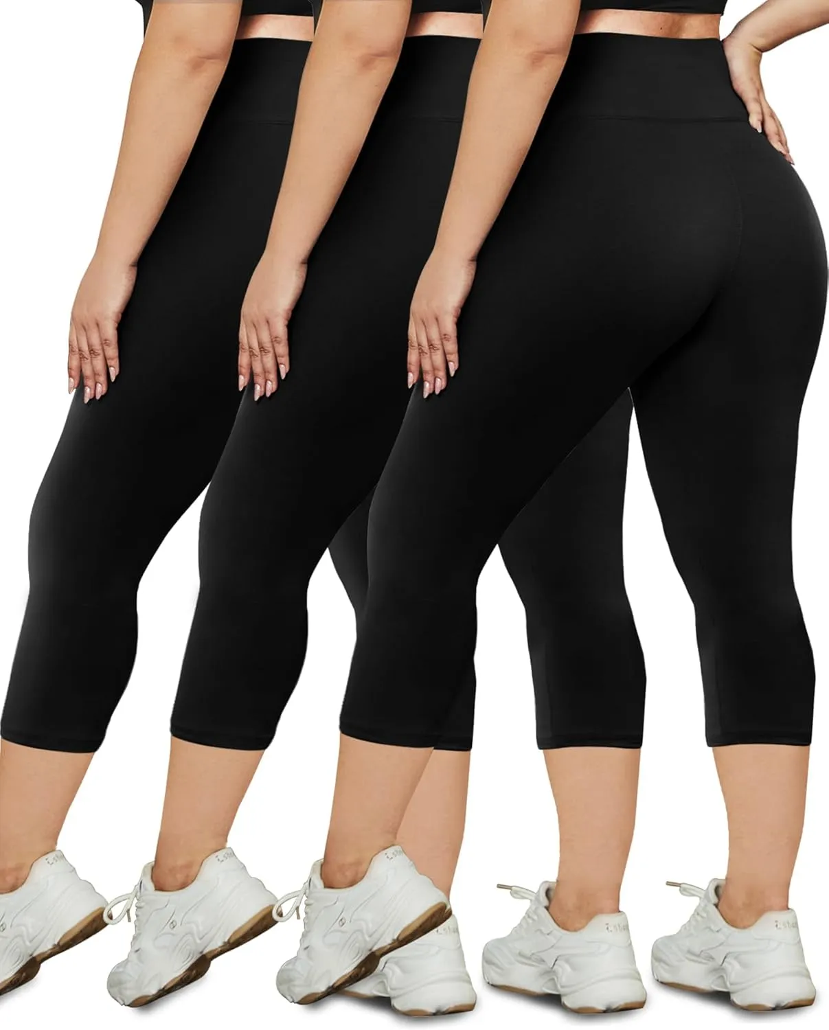 HLTPRO 3 Pack Plus Size Leggings for Women(X-Large - 4X)- High Waist Stretchy Soft Pants for Workout Running Yoga