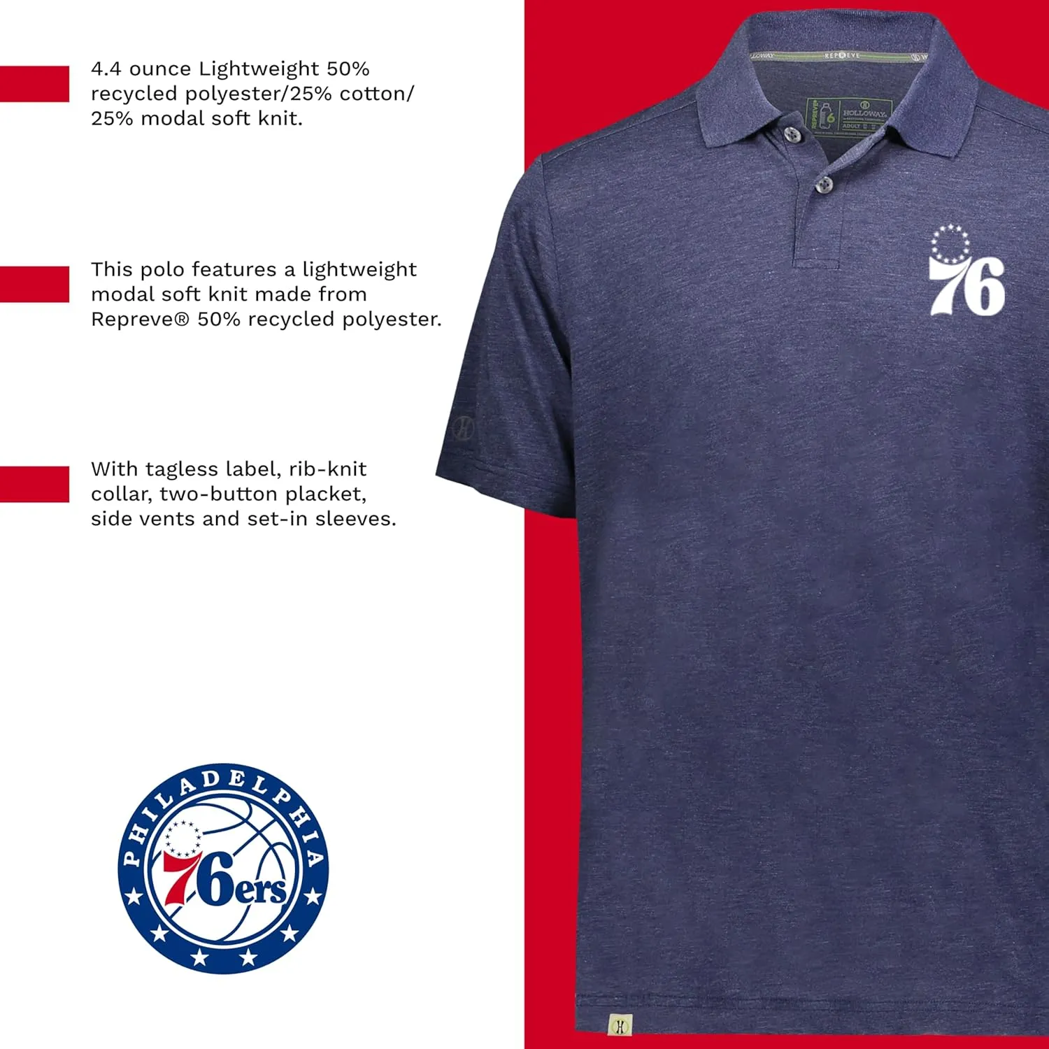 Holloway NBA Repreve Eco Polo - Sustainable Moisture-Wicking Shirt for Activewear & Casual Wear