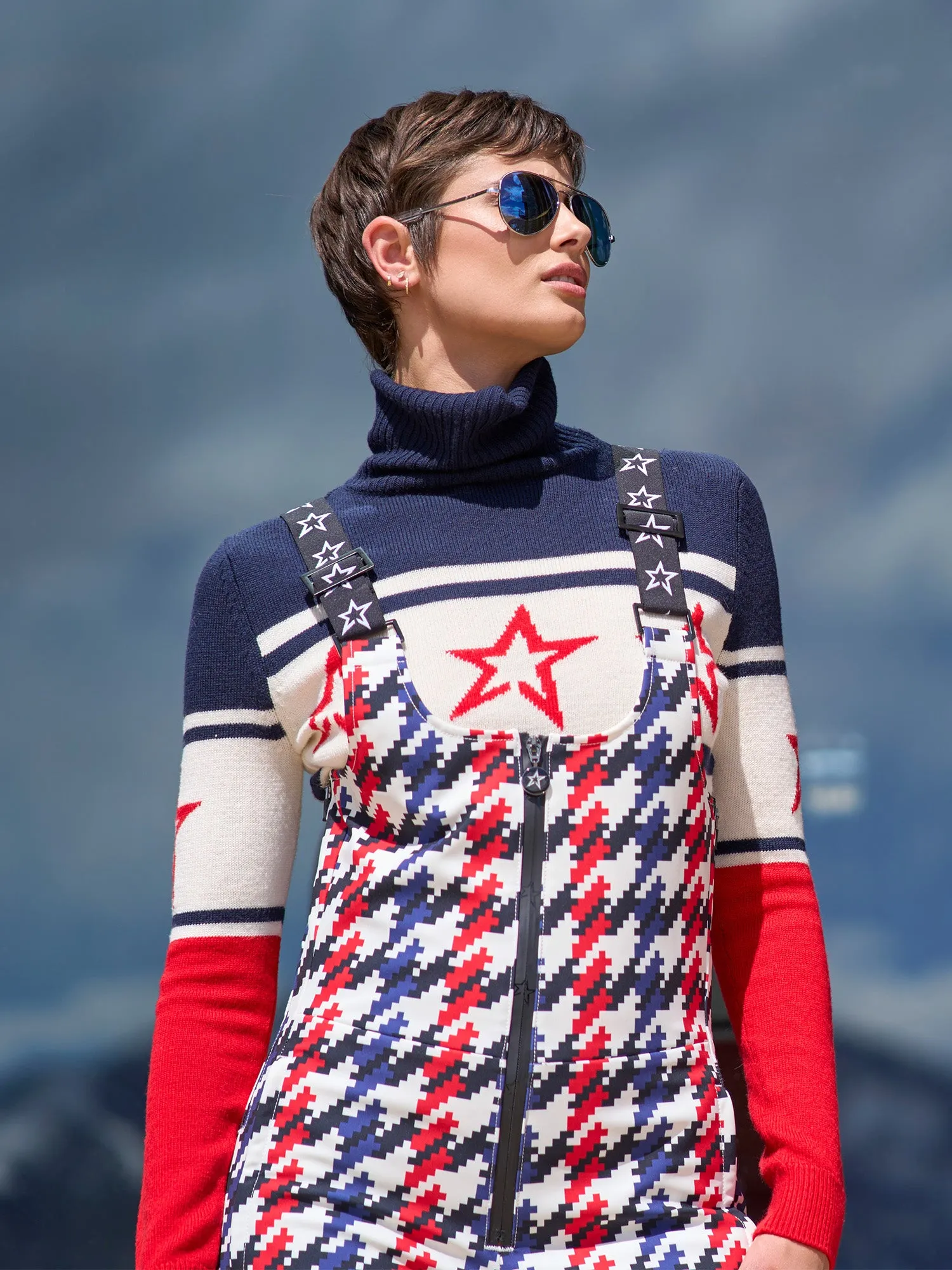 Houndstooth Bib Stretch Ski Pant