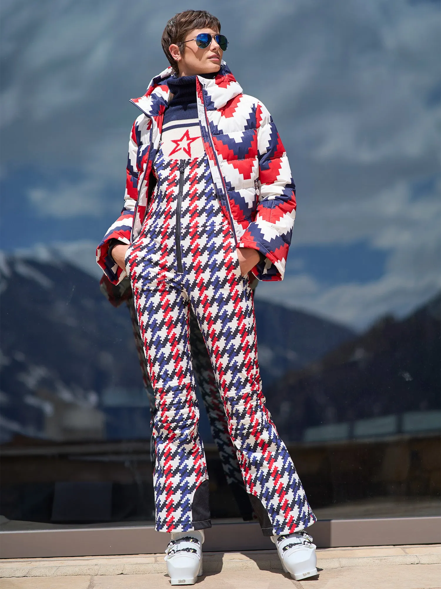 Houndstooth Bib Stretch Ski Pant