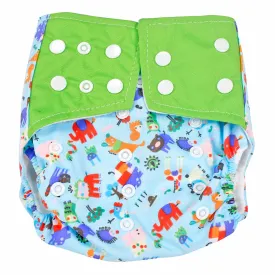 I Love Animals Green And Blue Reusable Diaper