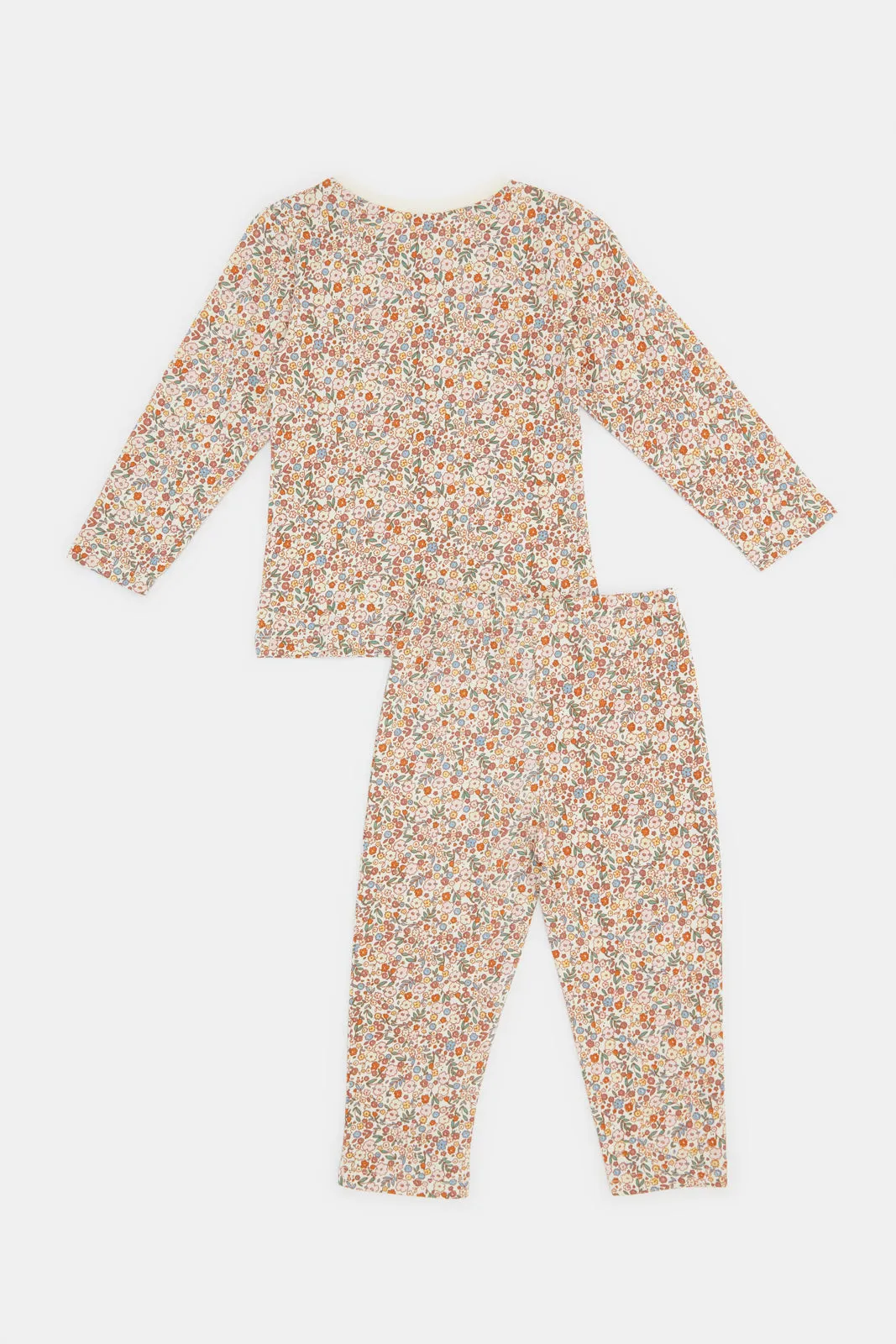 Infant Girl Beige All Over Print Pyjama Set (2 Piece)