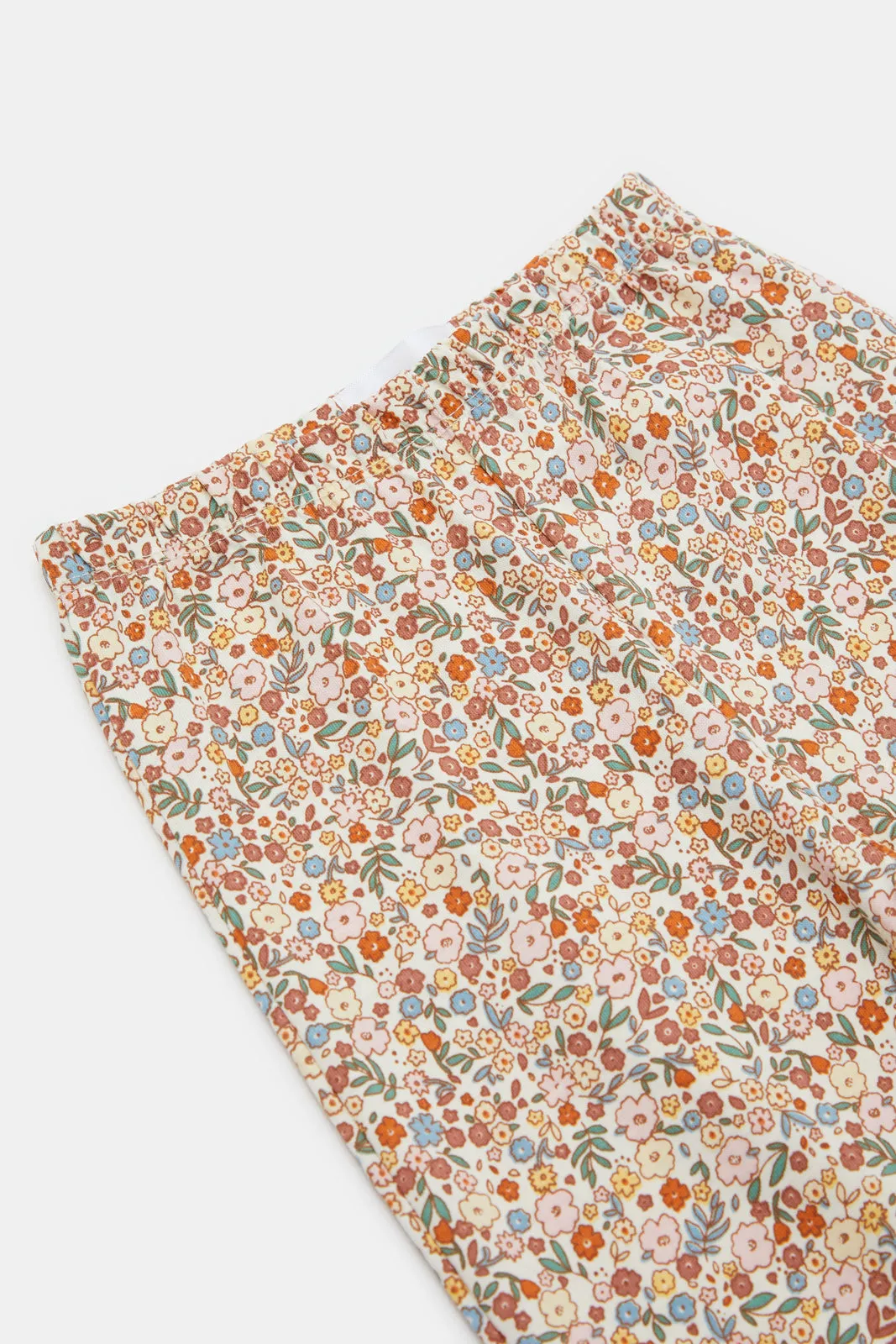 Infant Girl Beige All Over Print Pyjama Set (2 Piece)
