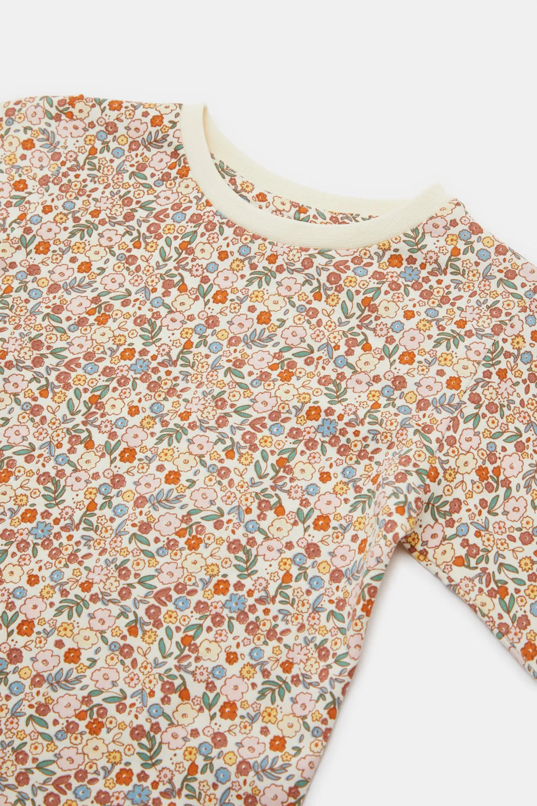 Infant Girl Beige All Over Print Pyjama Set (2 Piece)