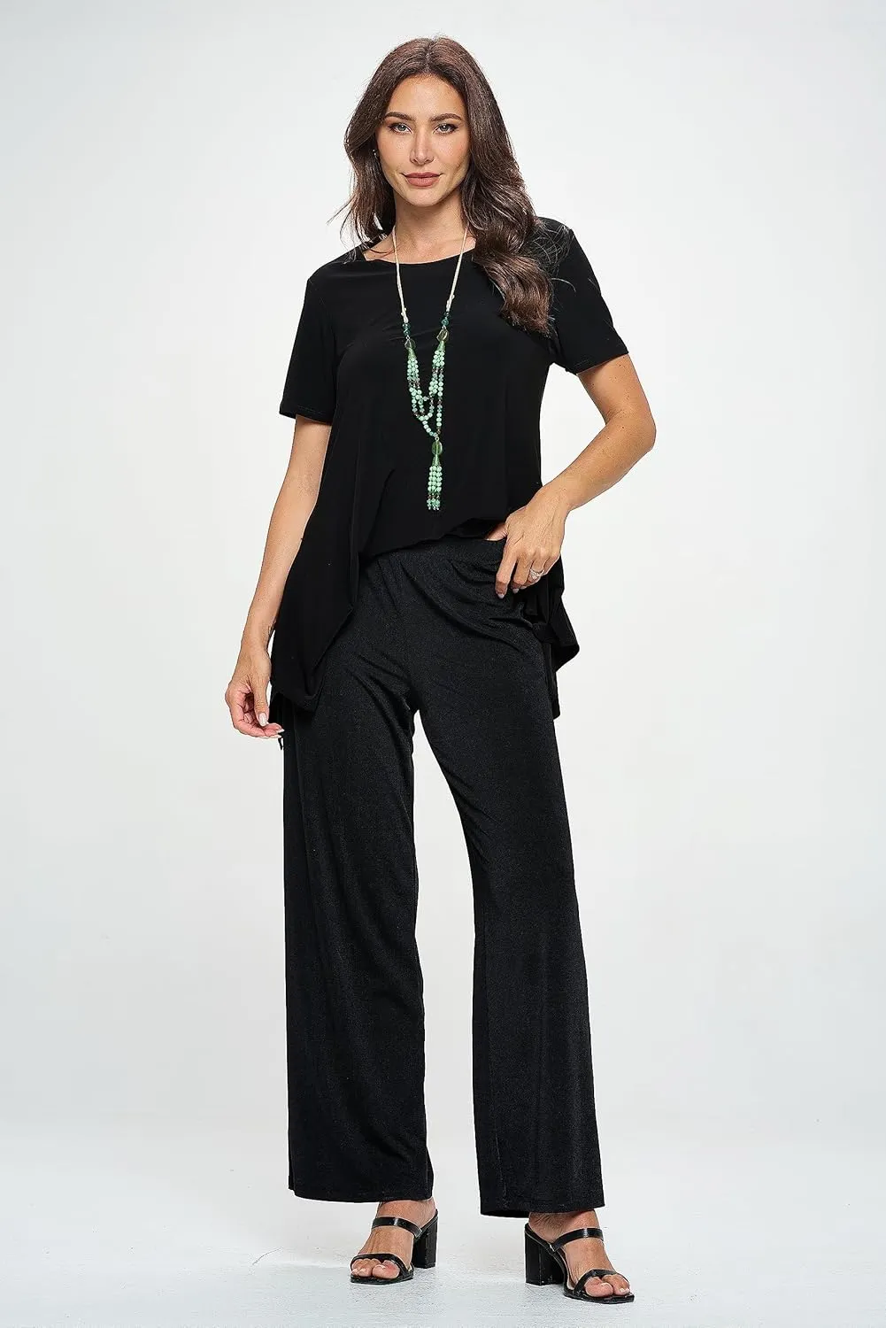 Jostar Women's Casual Flared Pants - Elastic Waist Flare Leg Soft Lounge Trouser