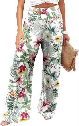 JZC Women's Palazzo Lounge Pants Stretchy Wide Leg Casual Pants Comfy High Waist Flowy Pants S-3XL