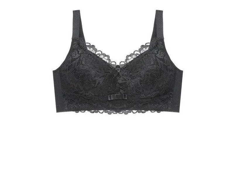 Large size large breasts show small lace full cup latex underwear women's thin side collection side breasts support no steel ring underwear