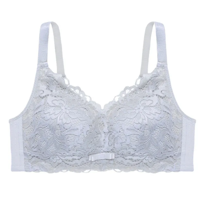 Large size large breasts show small lace full cup latex underwear women's thin side collection side breasts support no steel ring underwear