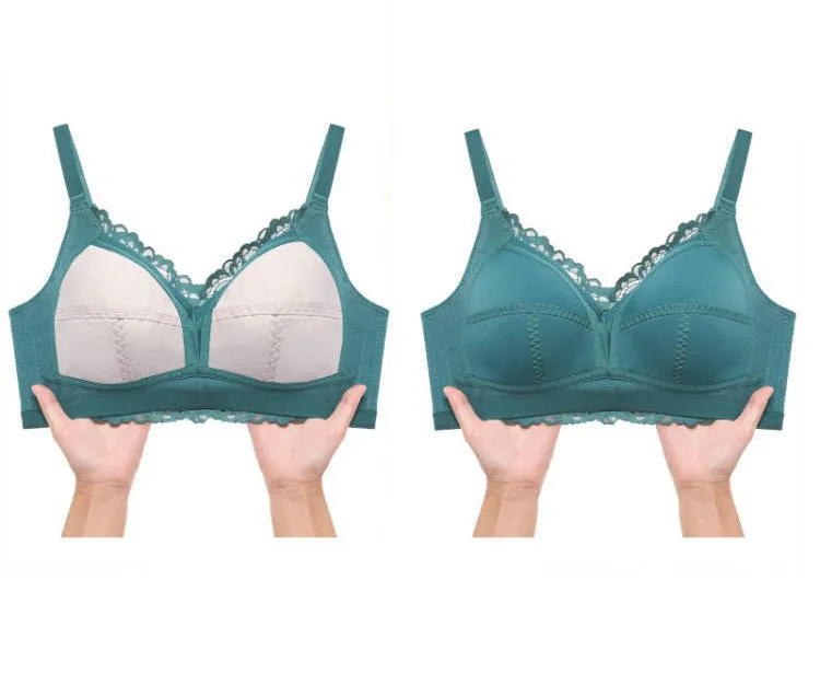 Large size large breasts show small lace full cup latex underwear women's thin side collection side breasts support no steel ring underwear