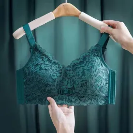 Large size large breasts show small lace full cup latex underwear women's thin side collection side breasts support no steel ring underwear
