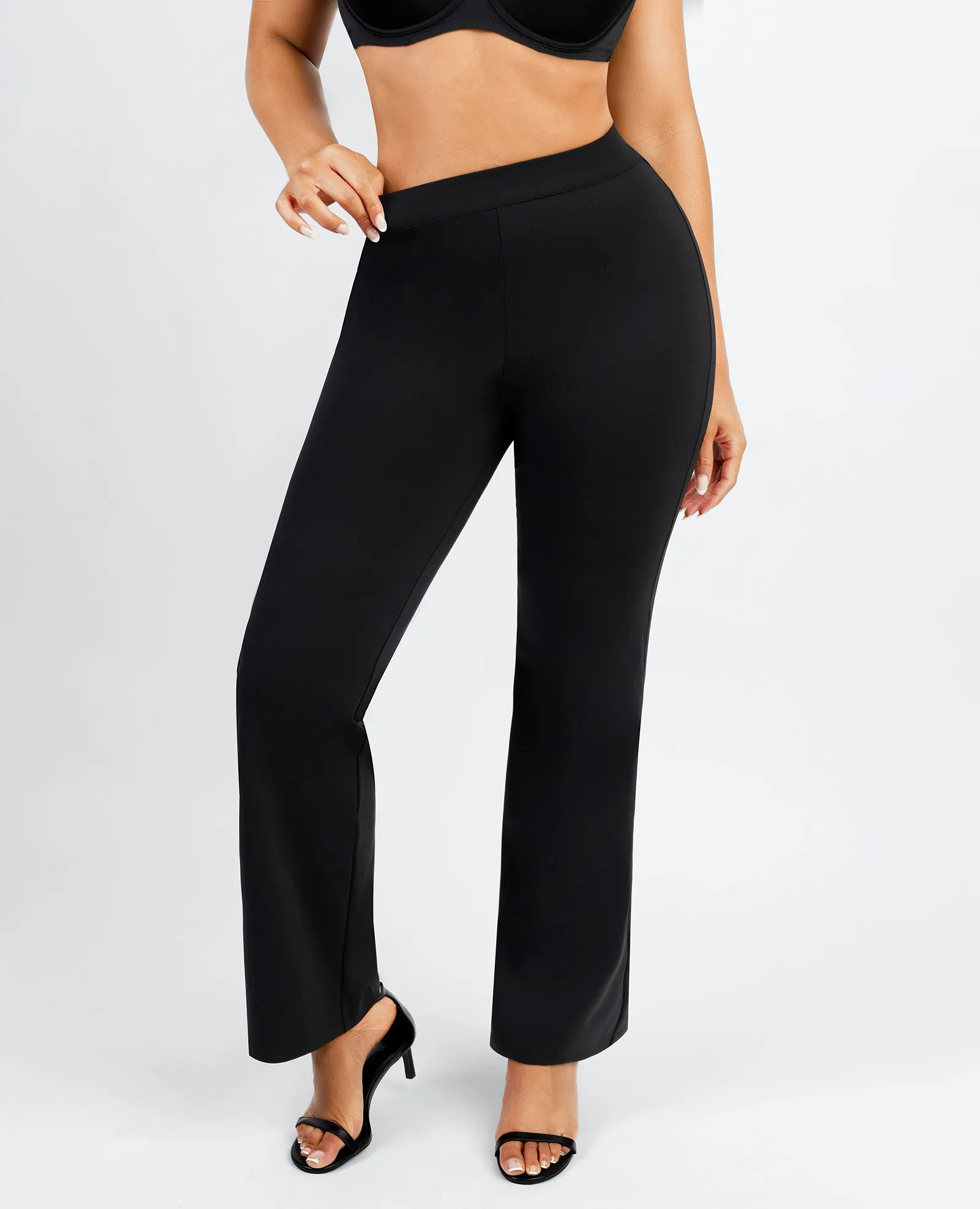 Larisa - Waist Trimming Straight-leg Pants with Built-in Shaping Shorts