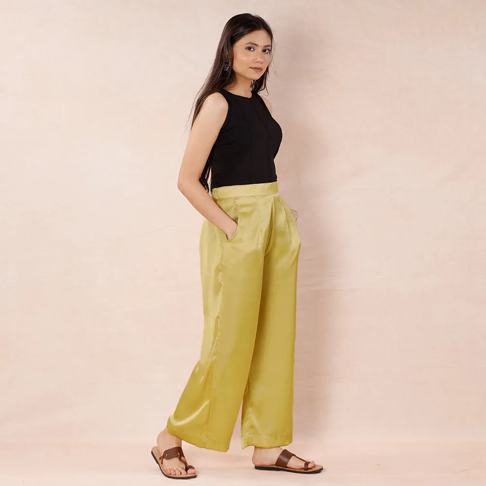 Light Yellow - Pure Modal Silk Plain Palazzo