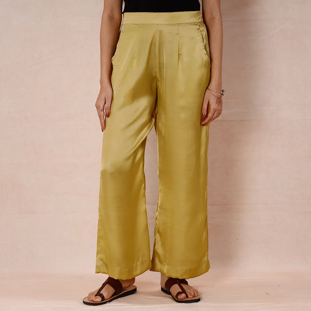 Light Yellow - Pure Modal Silk Plain Palazzo