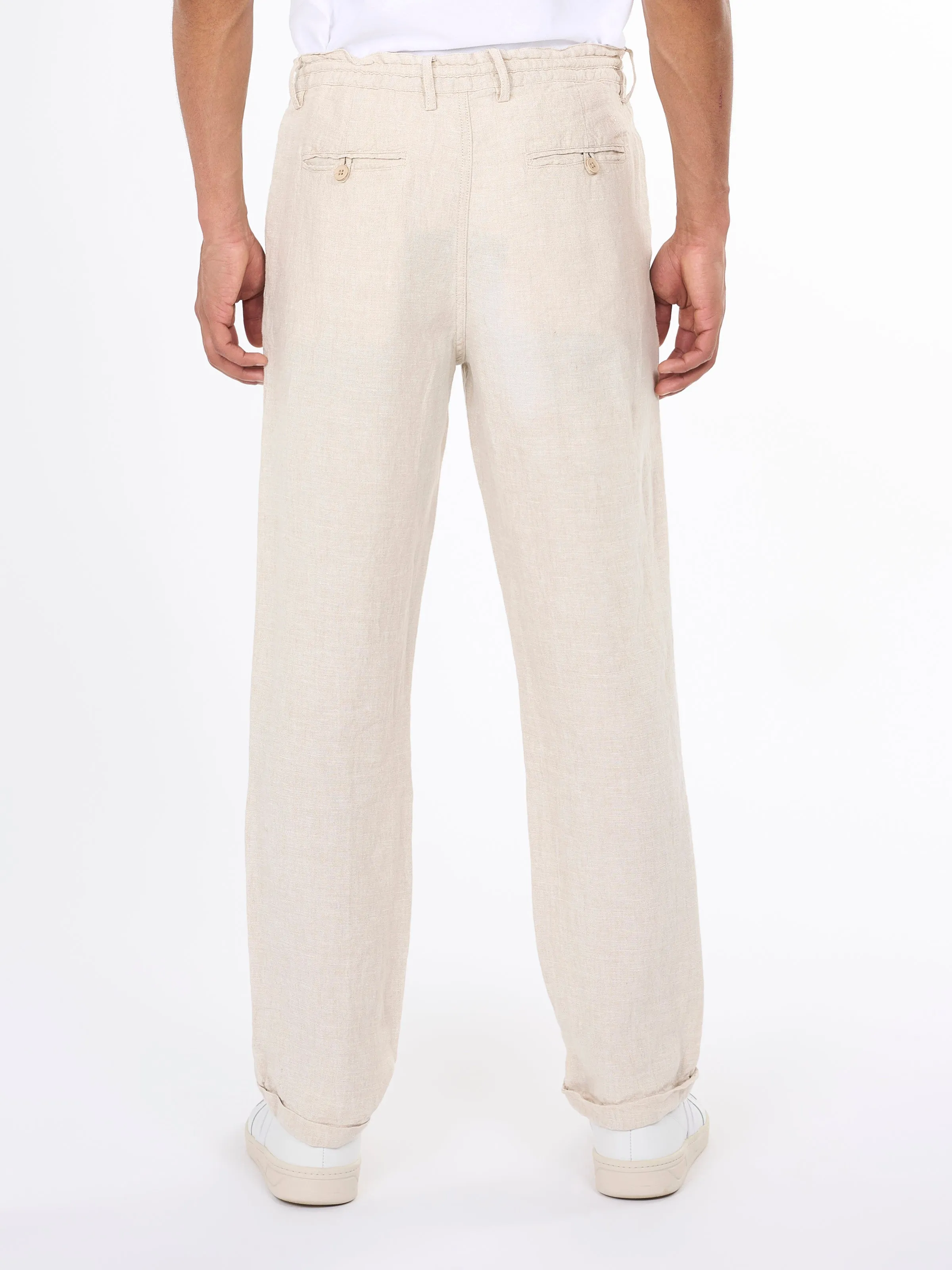 Loose fit natural linen pant - Light feather gray