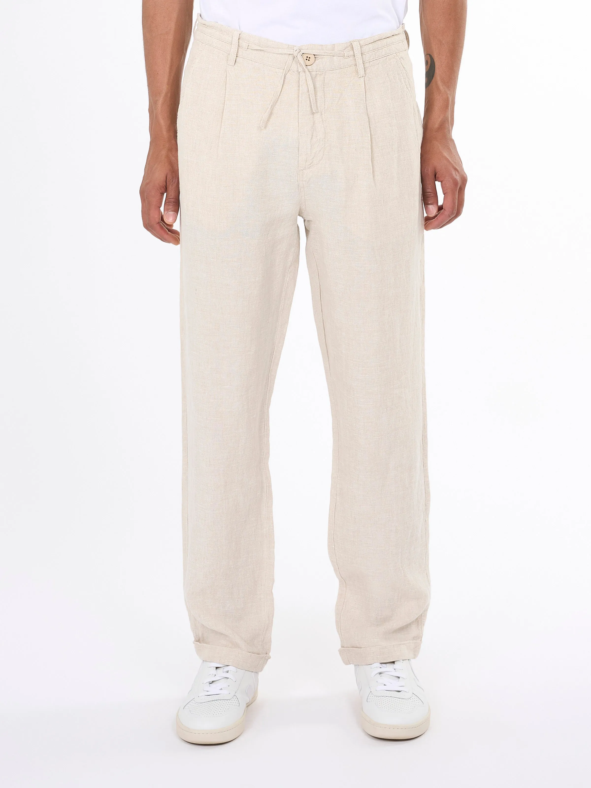 Loose fit natural linen pant - Light feather gray