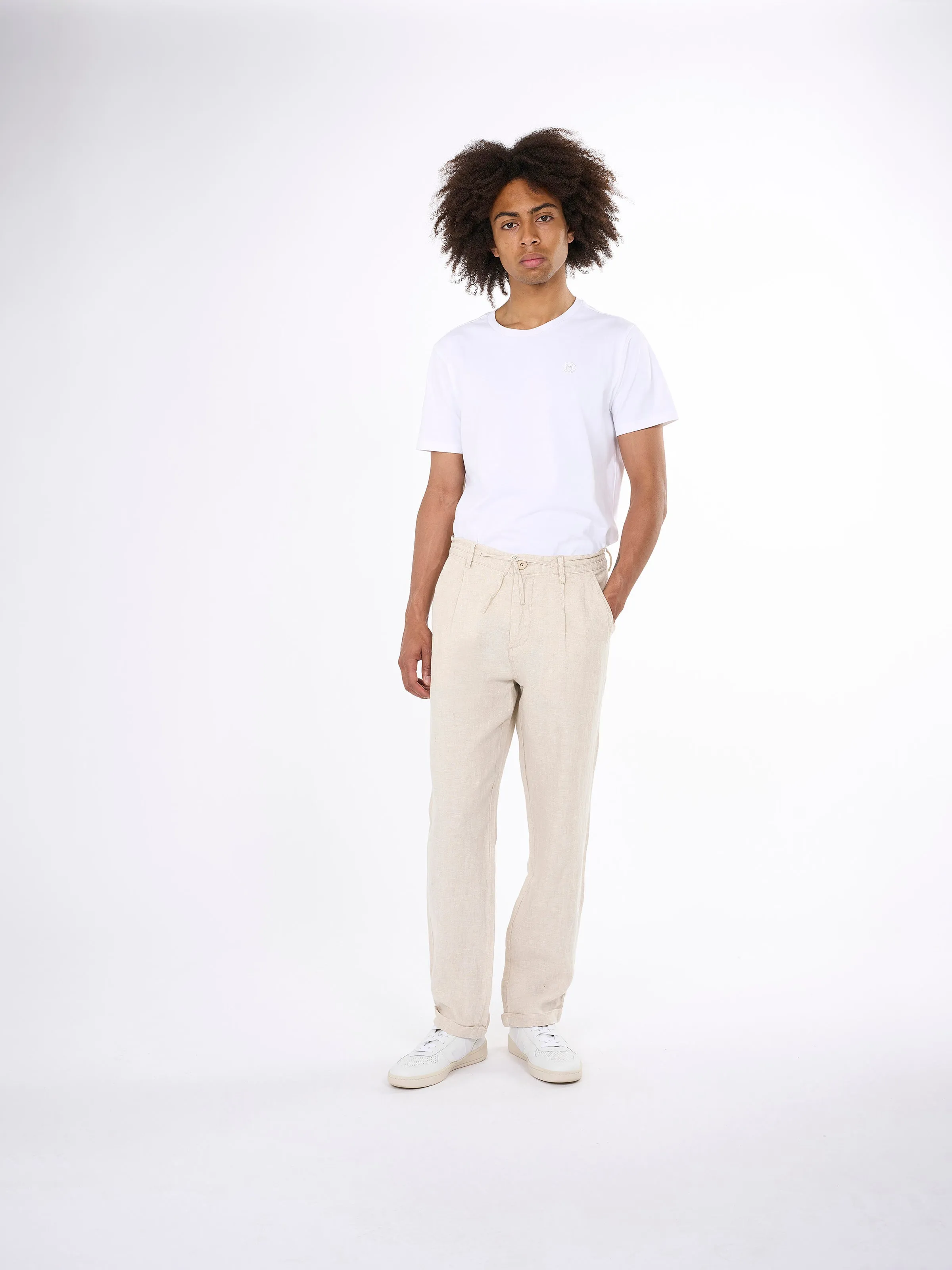 Loose fit natural linen pant - Light feather gray