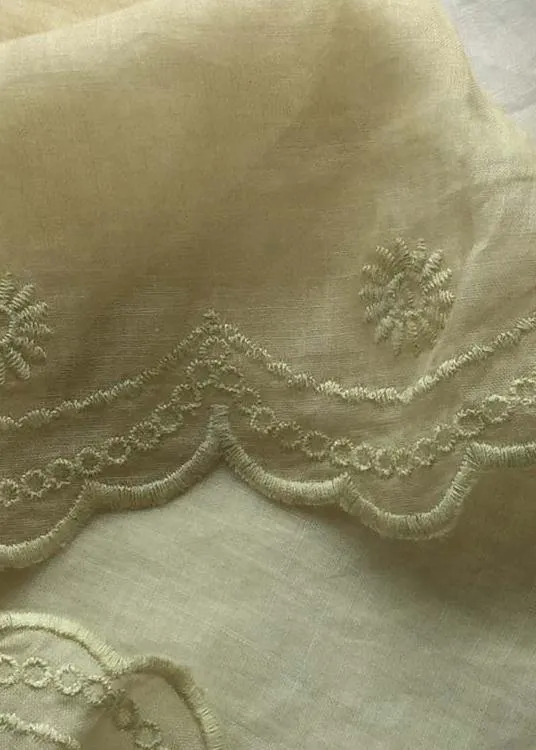 Loose Summer Casual White Embroidery Shape Elastic Waist Pant