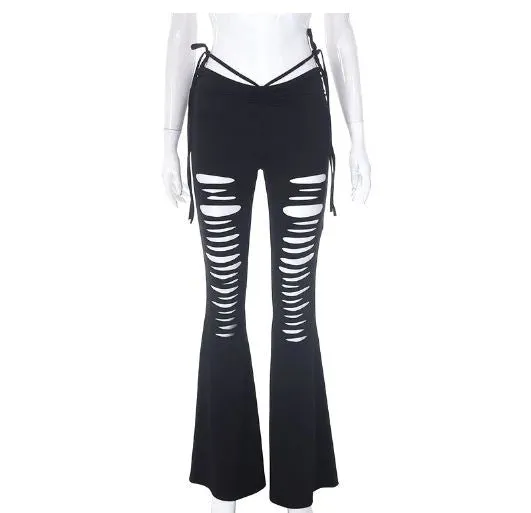 Low Rise Stretchy Slashed Flares