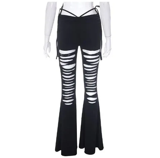 Low Rise Stretchy Slashed Flares