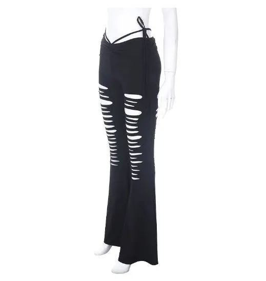 Low Rise Stretchy Slashed Flares