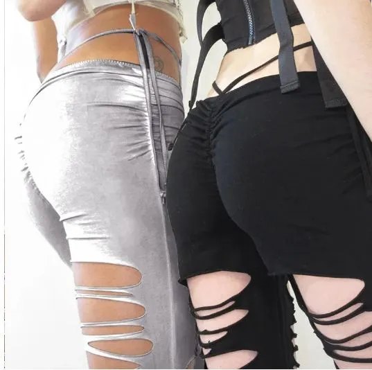 Low Rise Stretchy Slashed Flares