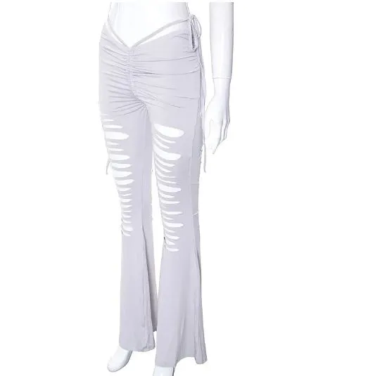 Low Rise Stretchy Slashed Flares