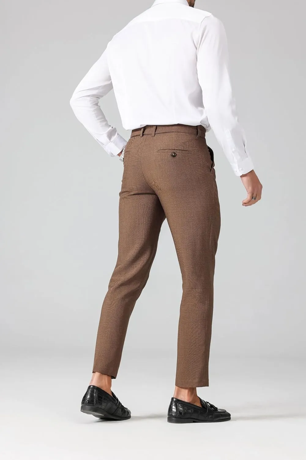Men's High Waisted Fold Pleated Pants, Slim Fit Lightweight Soft Tapered Dress Pants Casual Versatile Trousers