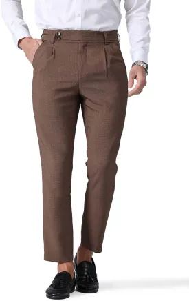 Men's High Waisted Fold Pleated Pants, Slim Fit Lightweight Soft Tapered Dress Pants Casual Versatile Trousers