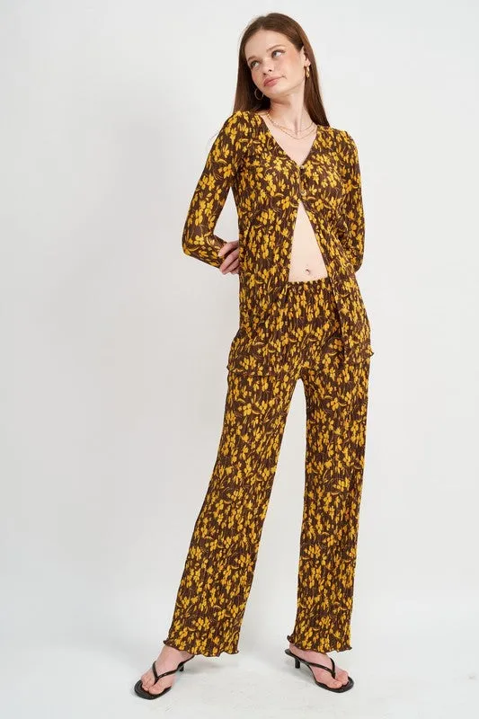 MICRO PLEAT LOUNGE PRINTED PANTS