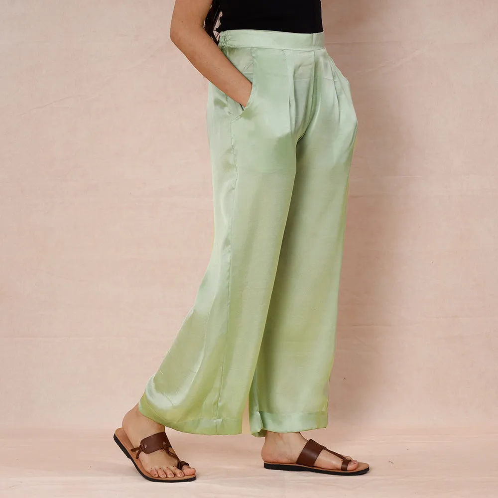 Mint Green - Pure Modal Silk Plain Palazzo