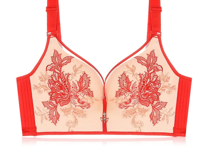New large size no steel ring exquisite embroidery bra thin 200 pounds fat mm full cup big chest small underwear
