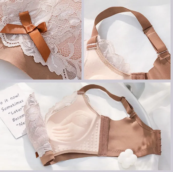 New latex underwear for women with small chest, gathered and anti-sagging latex underwear for small chest, special support without steel ring, medium and thick style