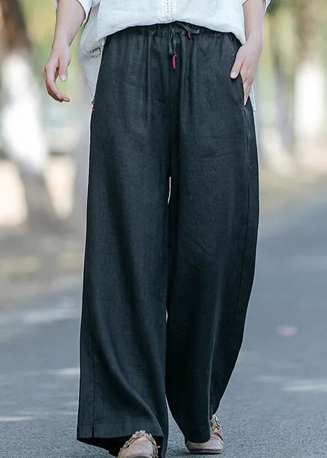 New style literature and art black casual pants Elastic Waist Wide Leg Pants