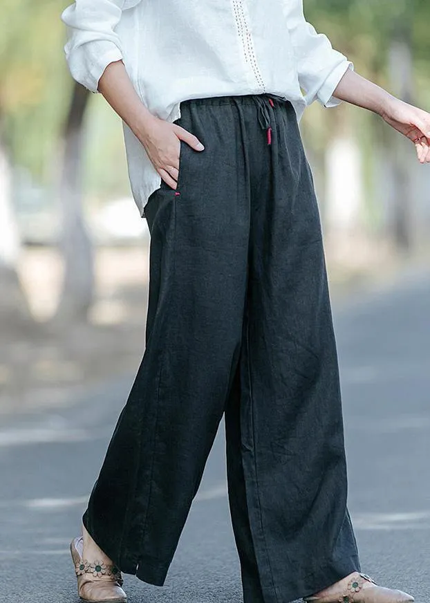 New style literature and art black casual pants Elastic Waist Wide Leg Pants
