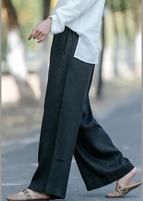 New style literature and art black casual pants Elastic Waist Wide Leg Pants