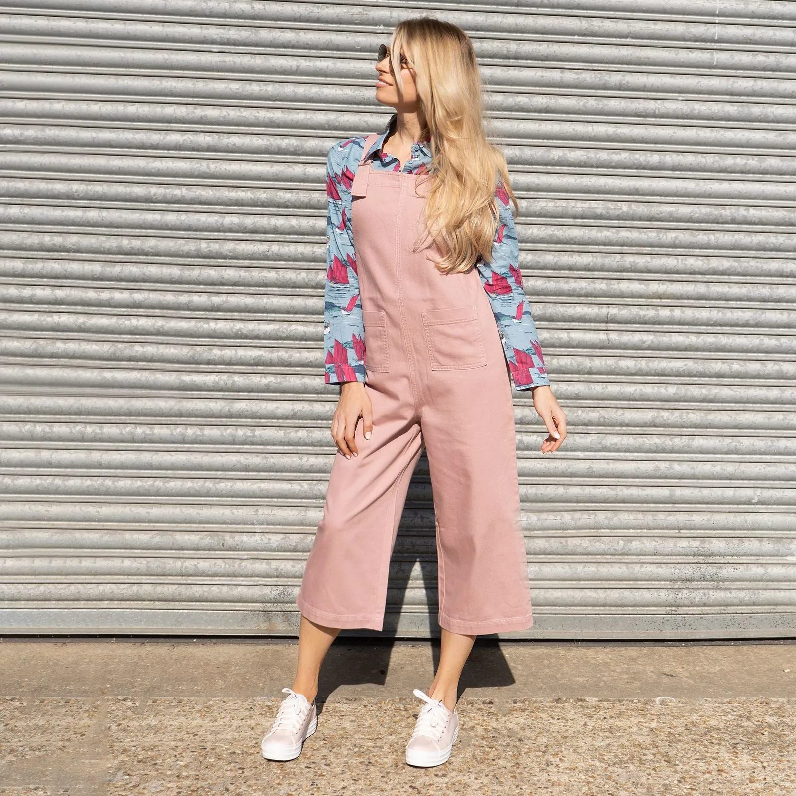 Next Wide Leg Easy Wear Twill Dungarees Relaxed Fit Comfortable Wear