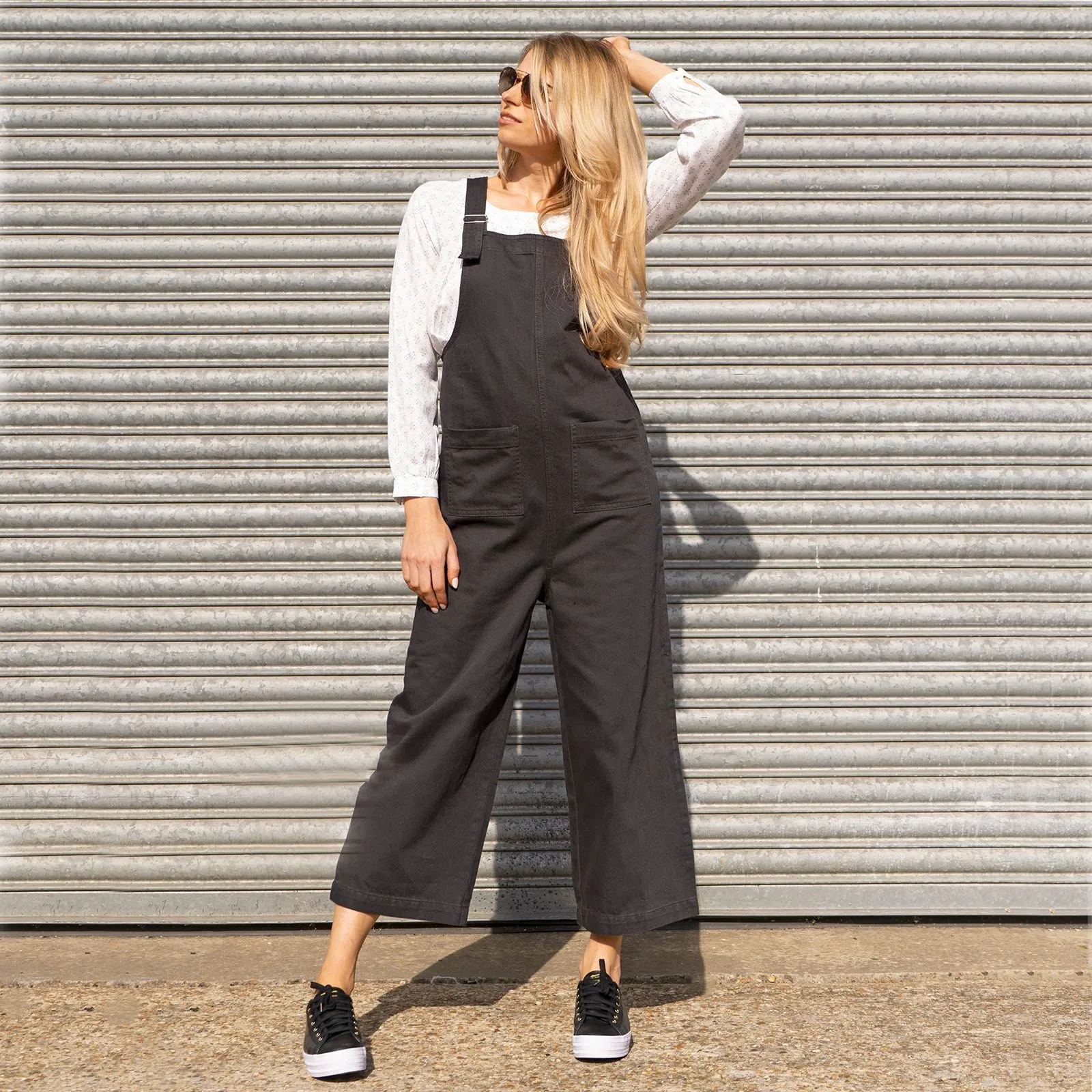 Next Wide Leg Easy Wear Twill Dungarees Relaxed Fit Comfortable Wear