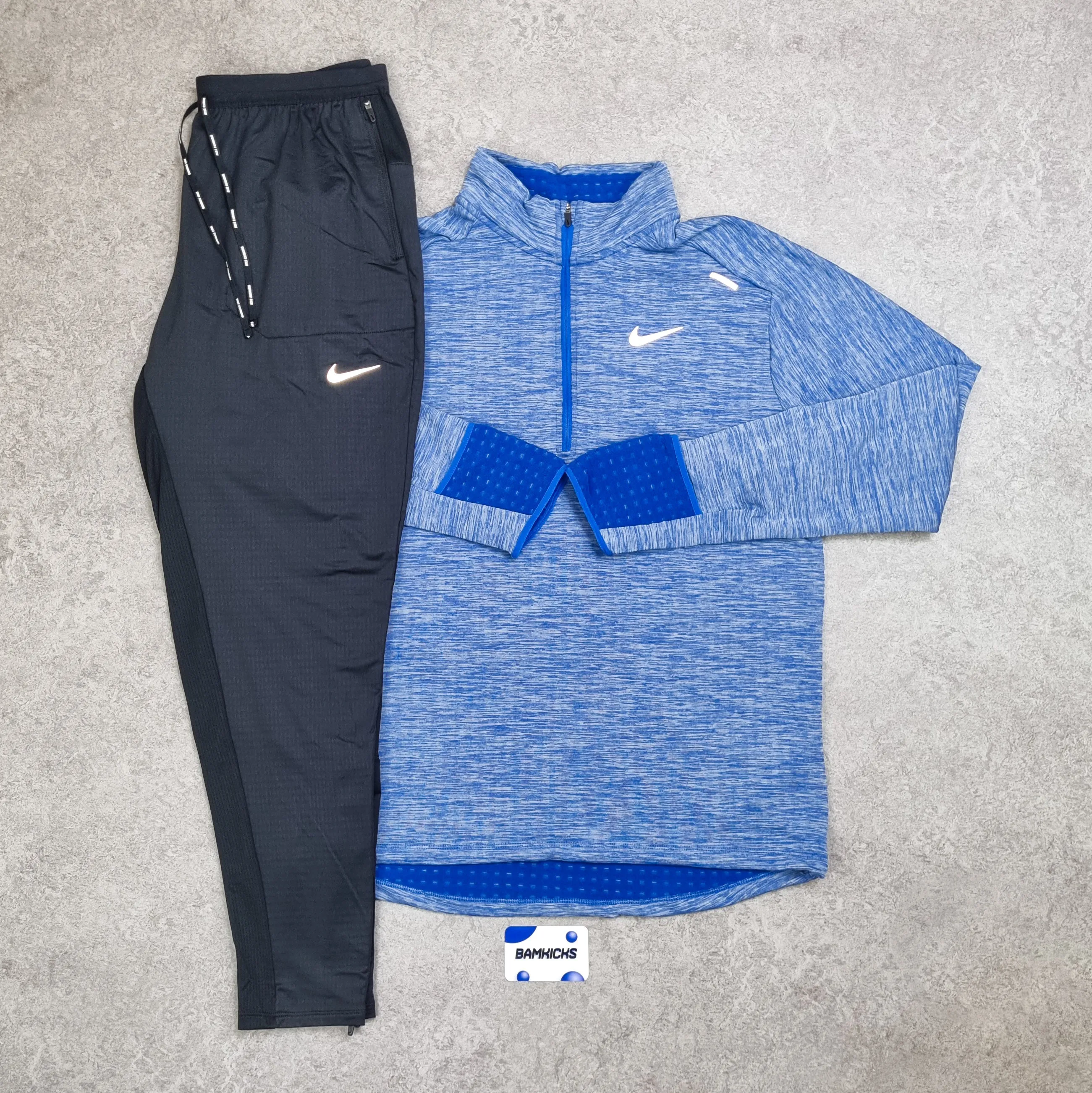 Nike Therma-Fit Sphere Half Zip Blue Tint & Phenom Elite Pants Black Set