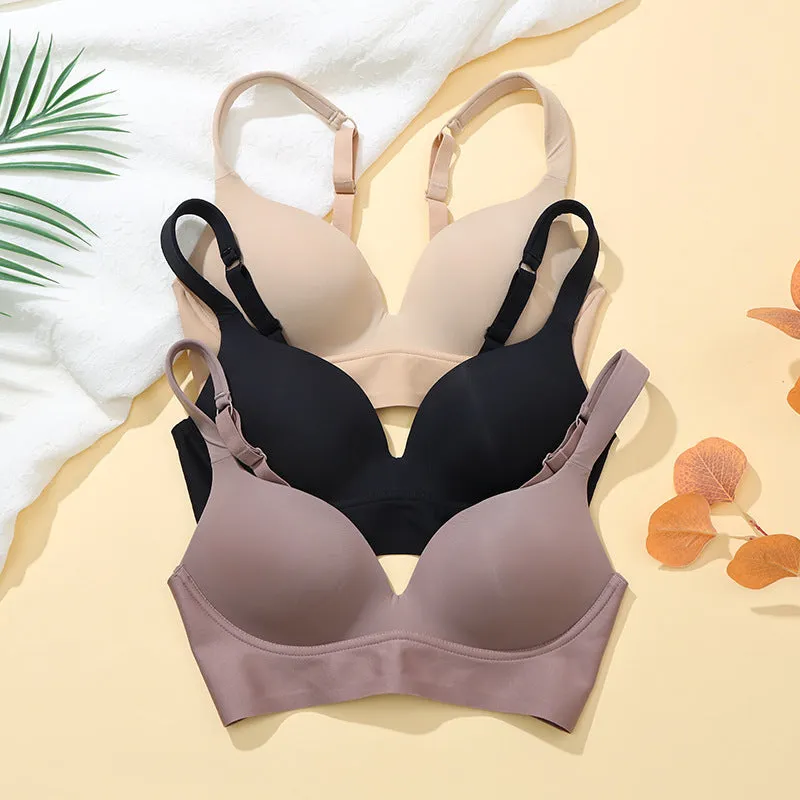 No-rim bra small chest gathered large size women thin seamless bra bra women's anti-sagging bra