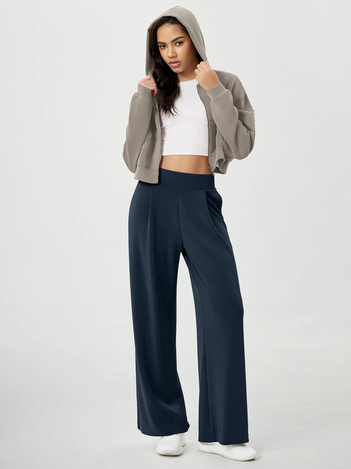 ODODOS Modal Soft Wide Leg Pants for Women High Waist Casual Relaxed Pants with Pockets-27/29"/ 31" Inseam