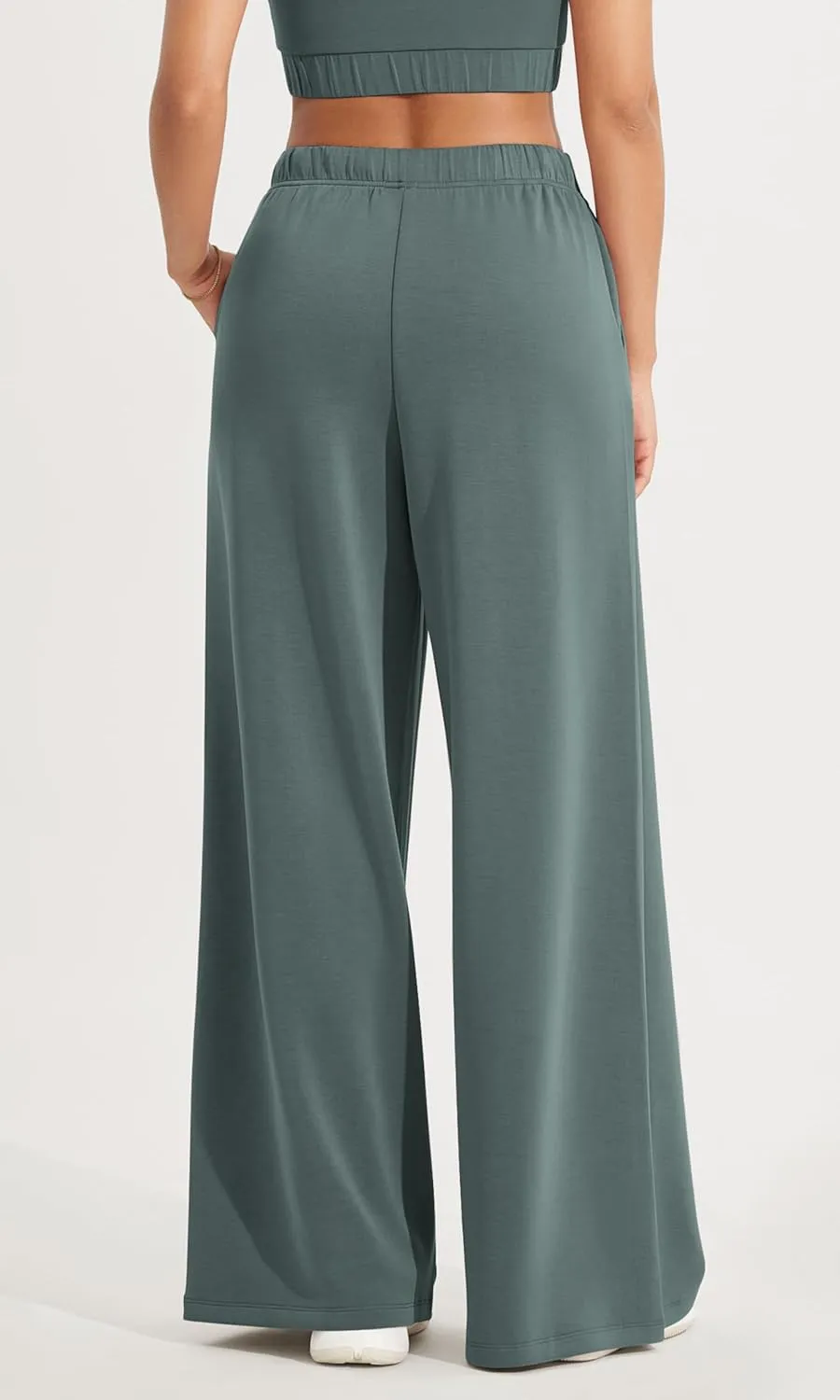 ODODOS Women's Modal Soft Extra Wide Leg Pants with Pockets Drawstring High Waist Pull-On Casual Pants