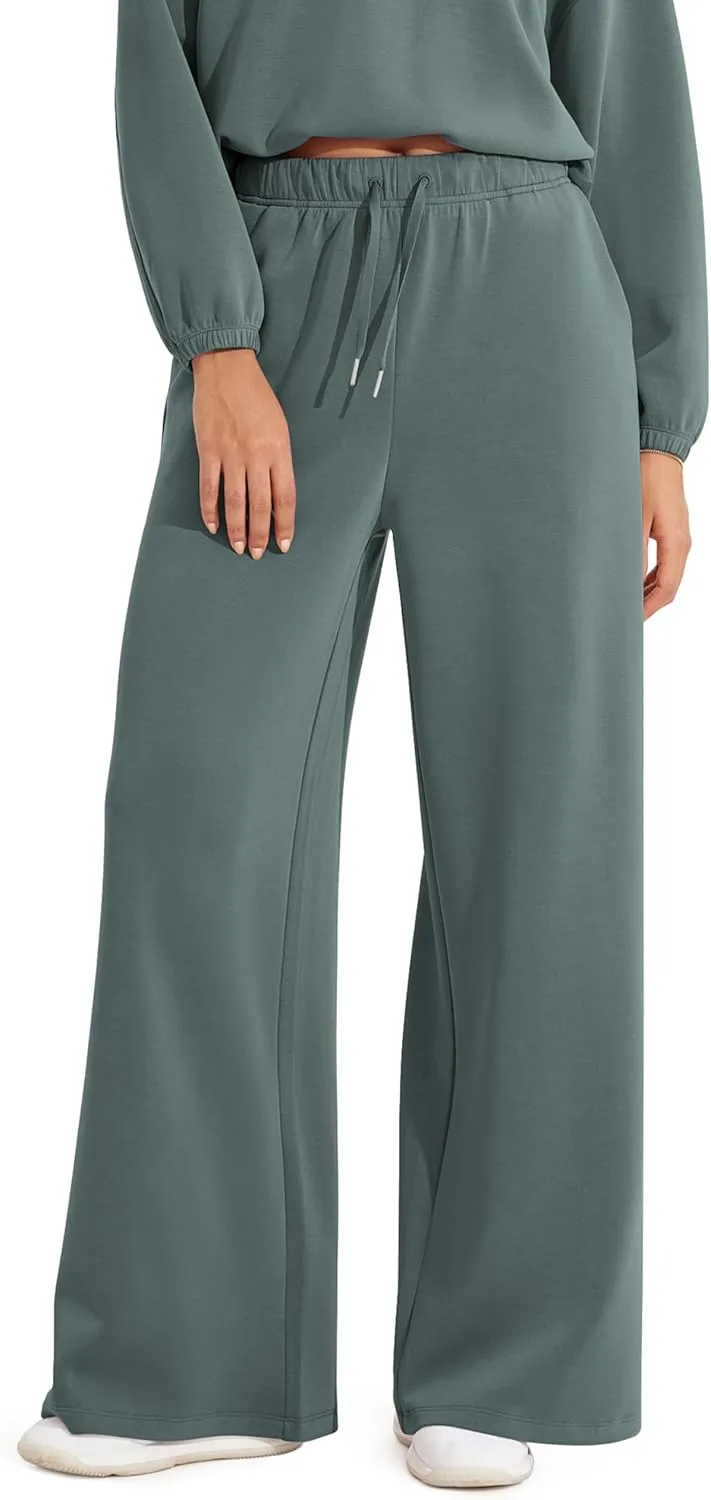 ODODOS Women's Modal Soft Extra Wide Leg Pants with Pockets Drawstring High Waist Pull-On Casual Pants